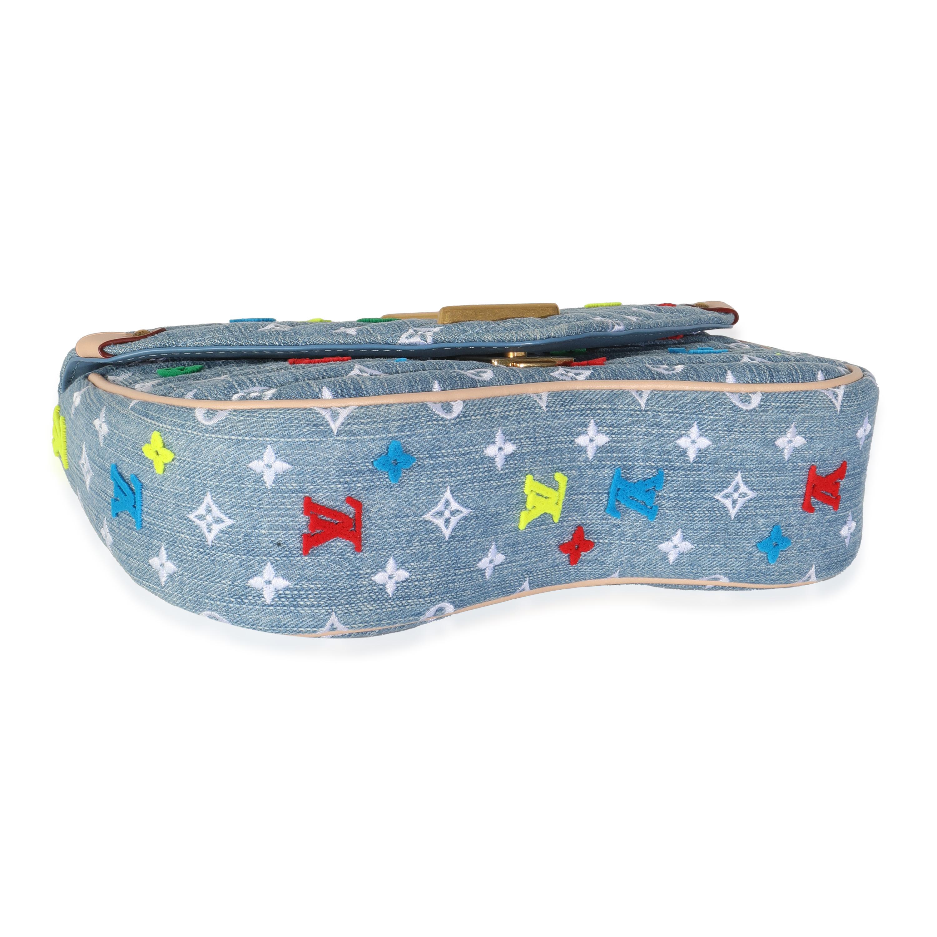 Louis Vuitton Blue Embroidered Monogram Denim New Wave MM 1
