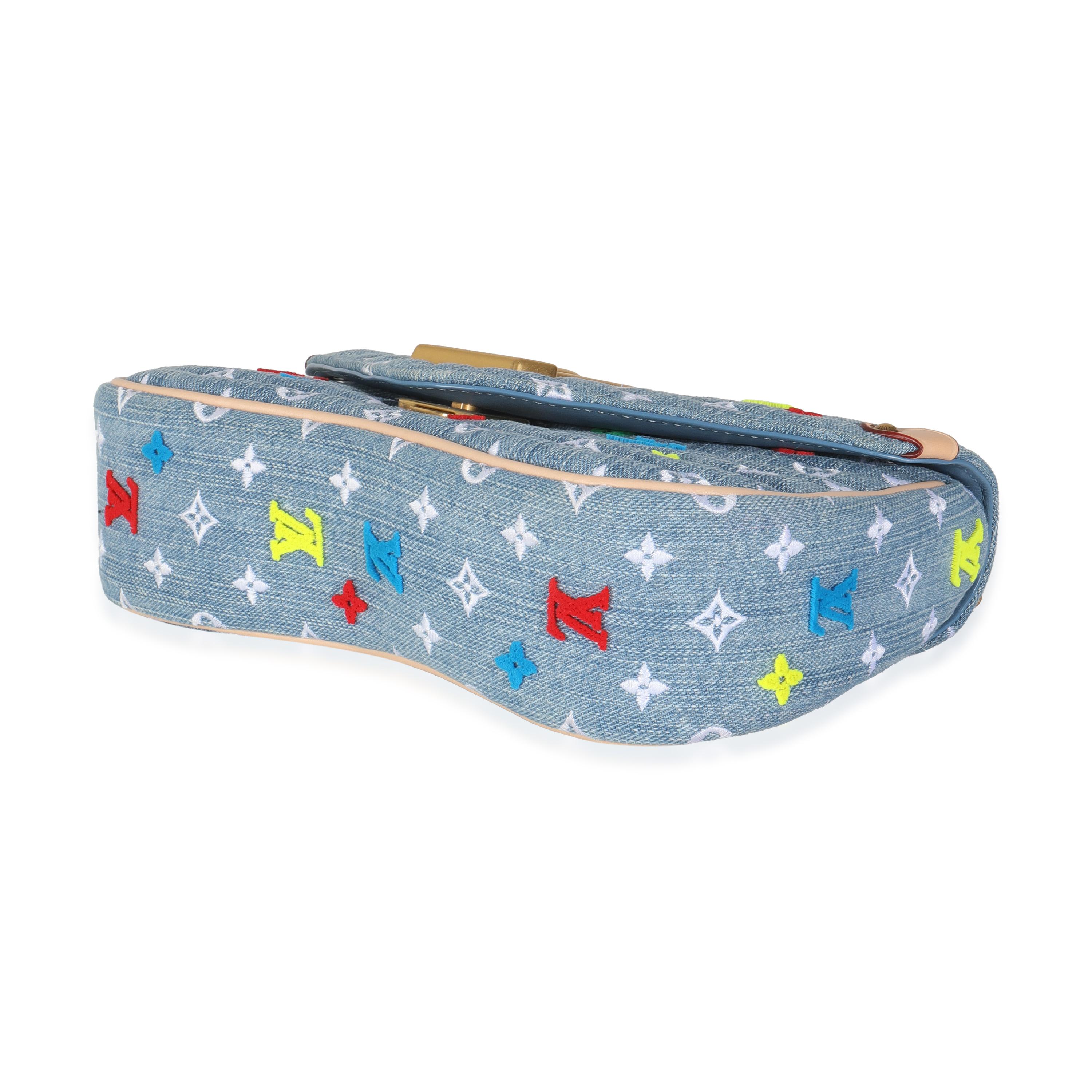 Louis Vuitton Blue Embroidered Monogram Denim New Wave MM 2