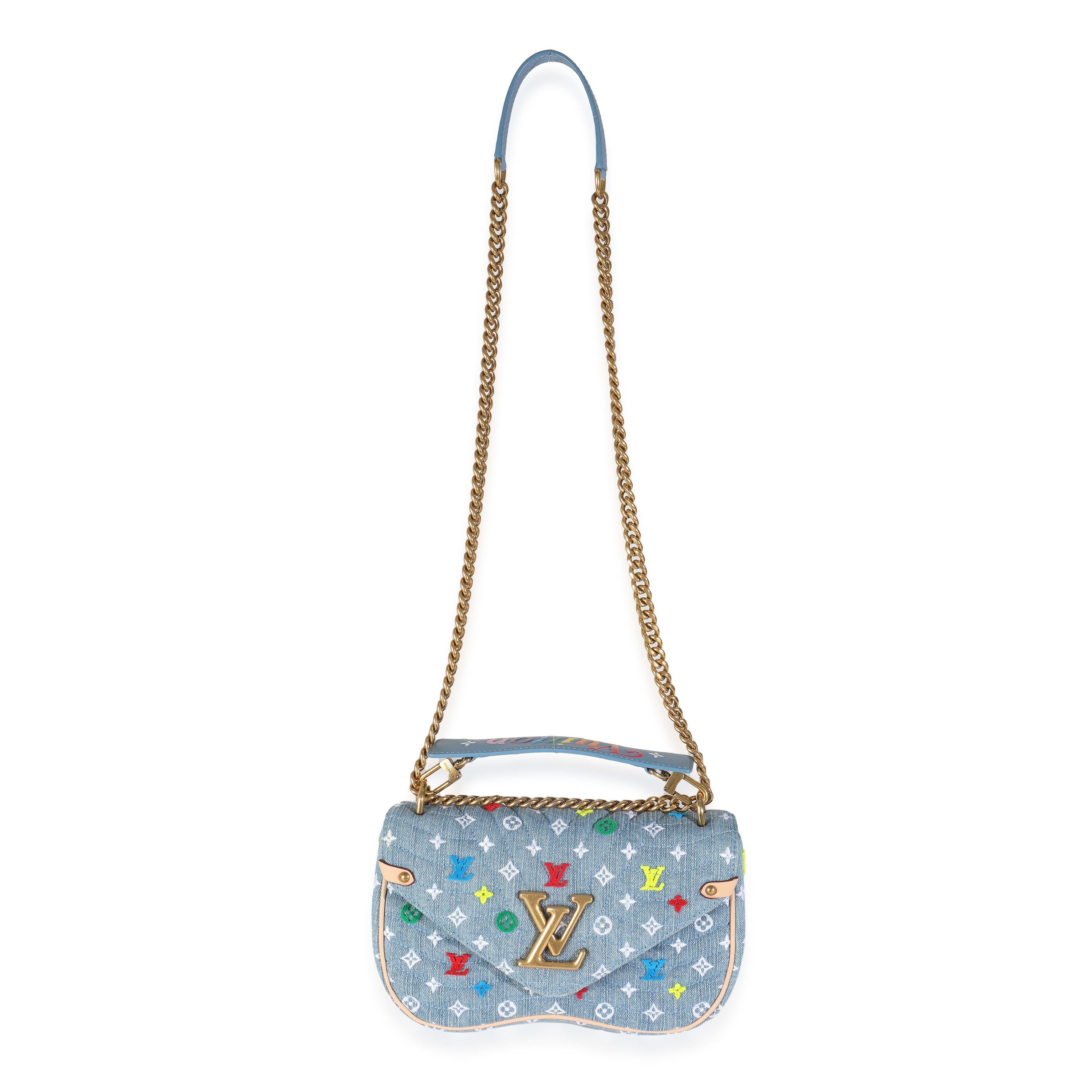 Louis Vuitton Blue Embroidered Monogram Denim New Wave MM 3