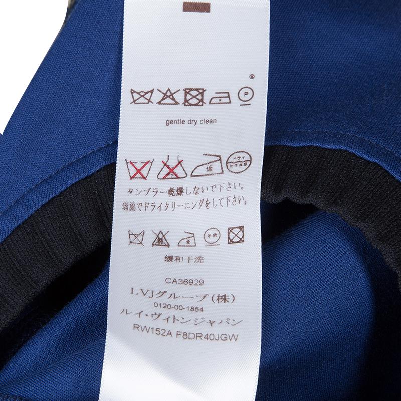 Louis Vuitton Blue Embroidered Motif Detail Crew Neck T-Shirt Dress S 3
