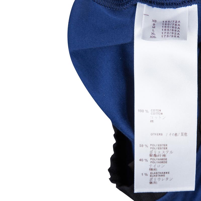 Louis Vuitton Blue Embroidered Motif Detail Crew Neck T-Shirt Dress S 4