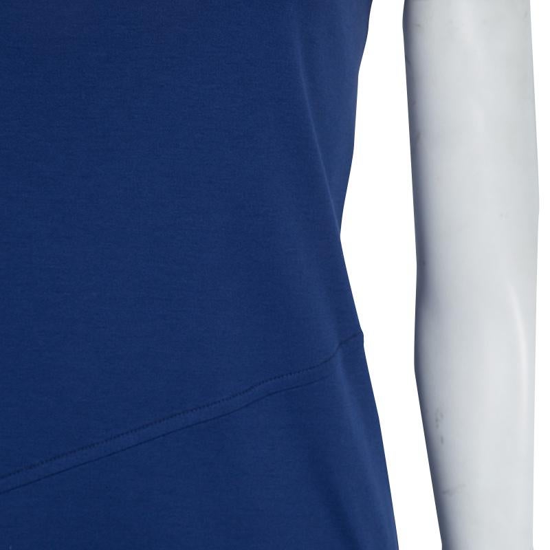 Women's Louis Vuitton Blue Embroidered Motif Detail Crew Neck T-Shirt Dress S