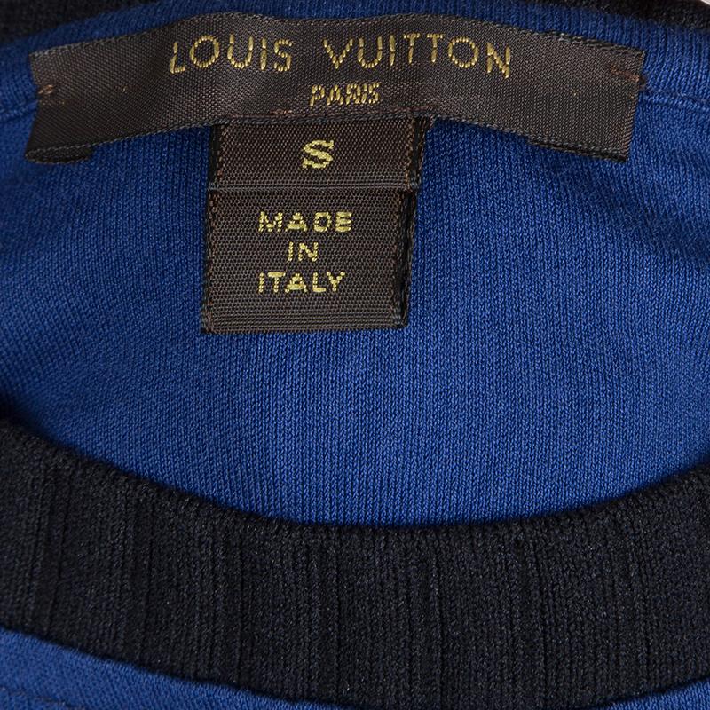 Louis Vuitton Blue Embroidered Motif Detail Crew Neck T-Shirt Dress S 2