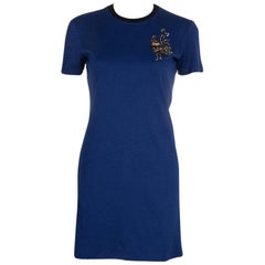 Louis Vuitton - Robe t-shirt col ras du cou avec motif brodé - Bleu - S