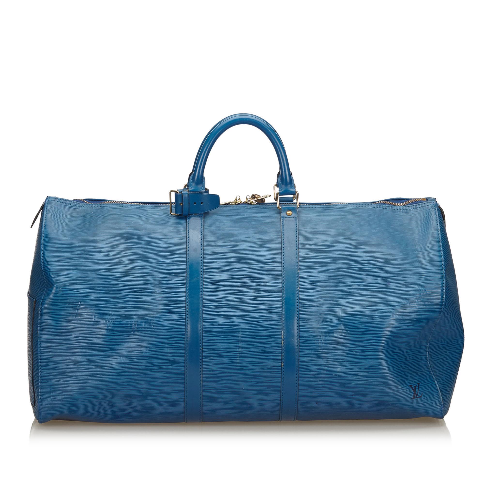 Louis Vuitton Blue Epi Keepall 50 In Good Condition In Orlando, FL