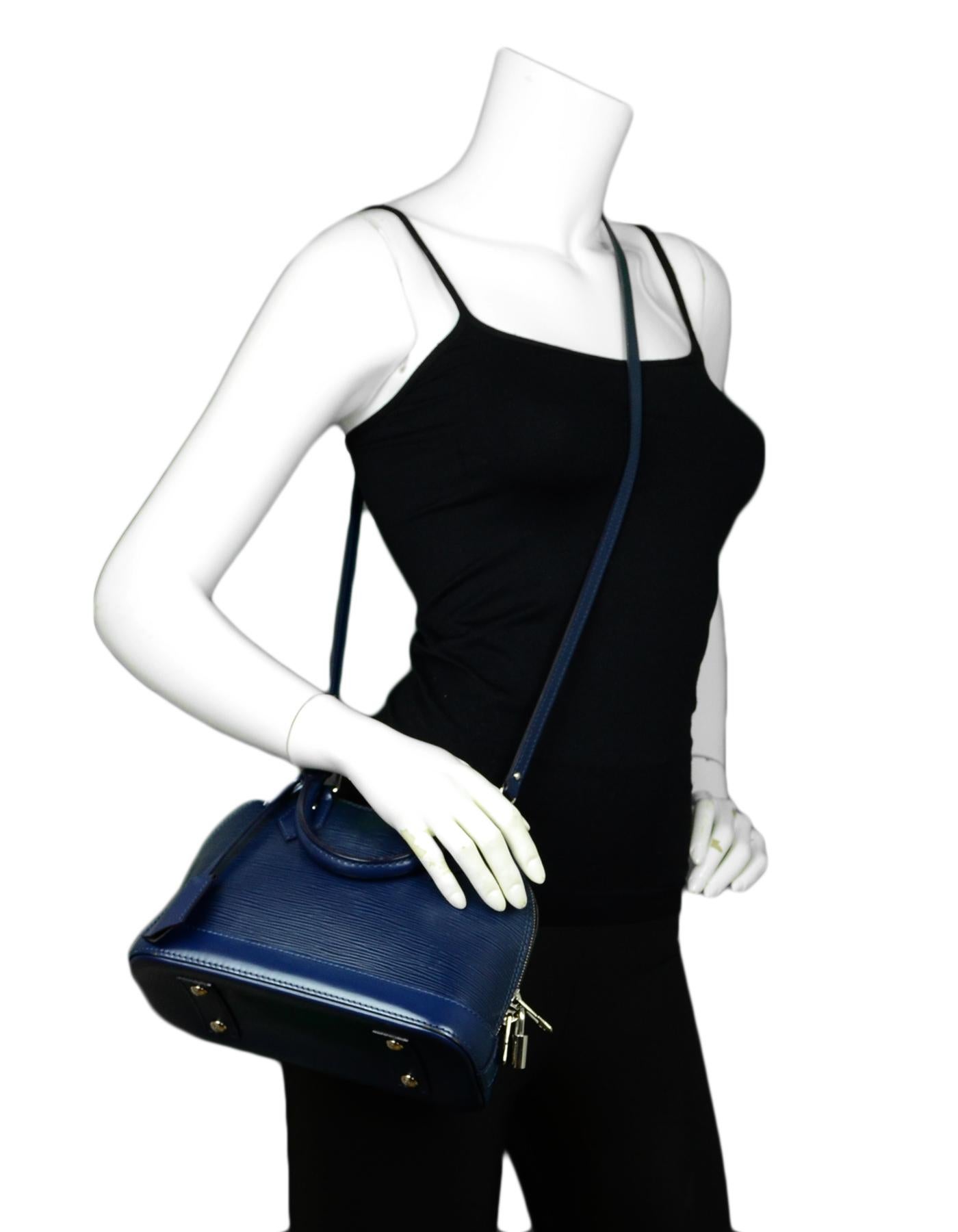 Black Louis Vuitton Blue Epi Leather Alma BB Crossbody Bag