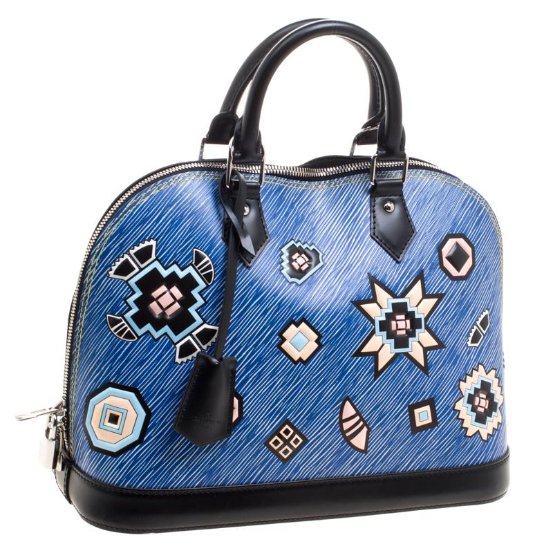 Women's Louis Vuitton Blue Epi Leather Azteque Alma PM Bag