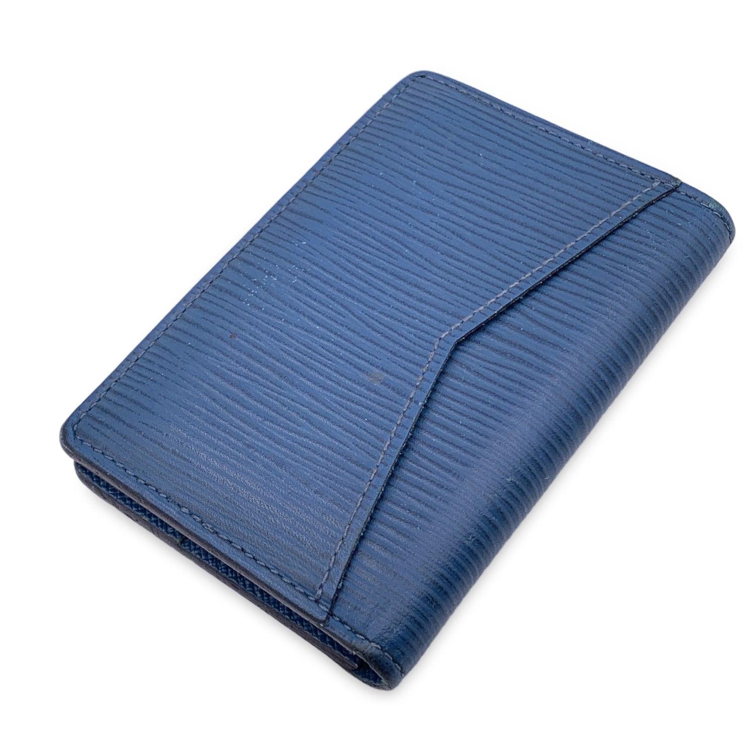 Louis Vuitton Blue Epi Leather Card Holder Pocket Organizer Wallet In Good Condition For Sale In Rome, Rome