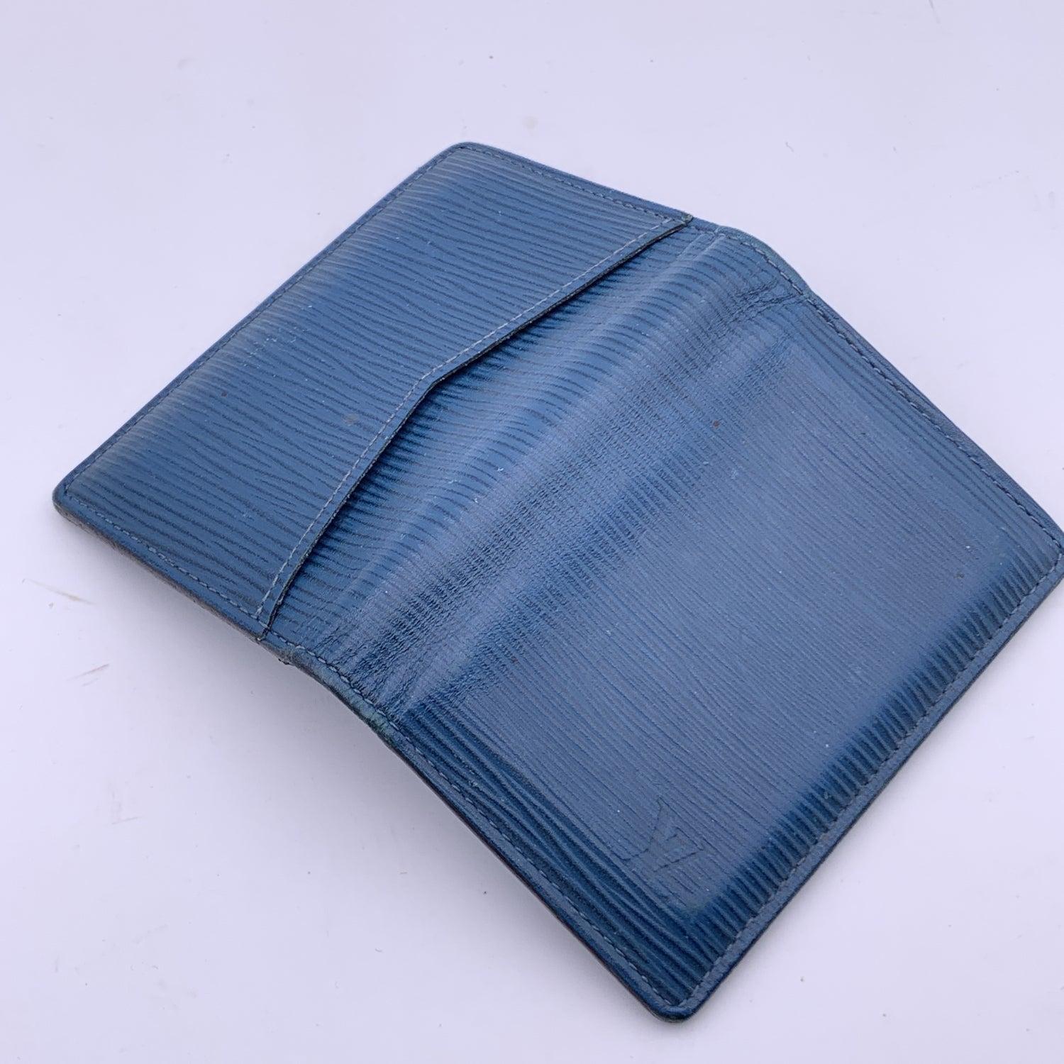 Women's Louis Vuitton Blue Epi Leather Card Holder Pocket Organizer Wallet For Sale