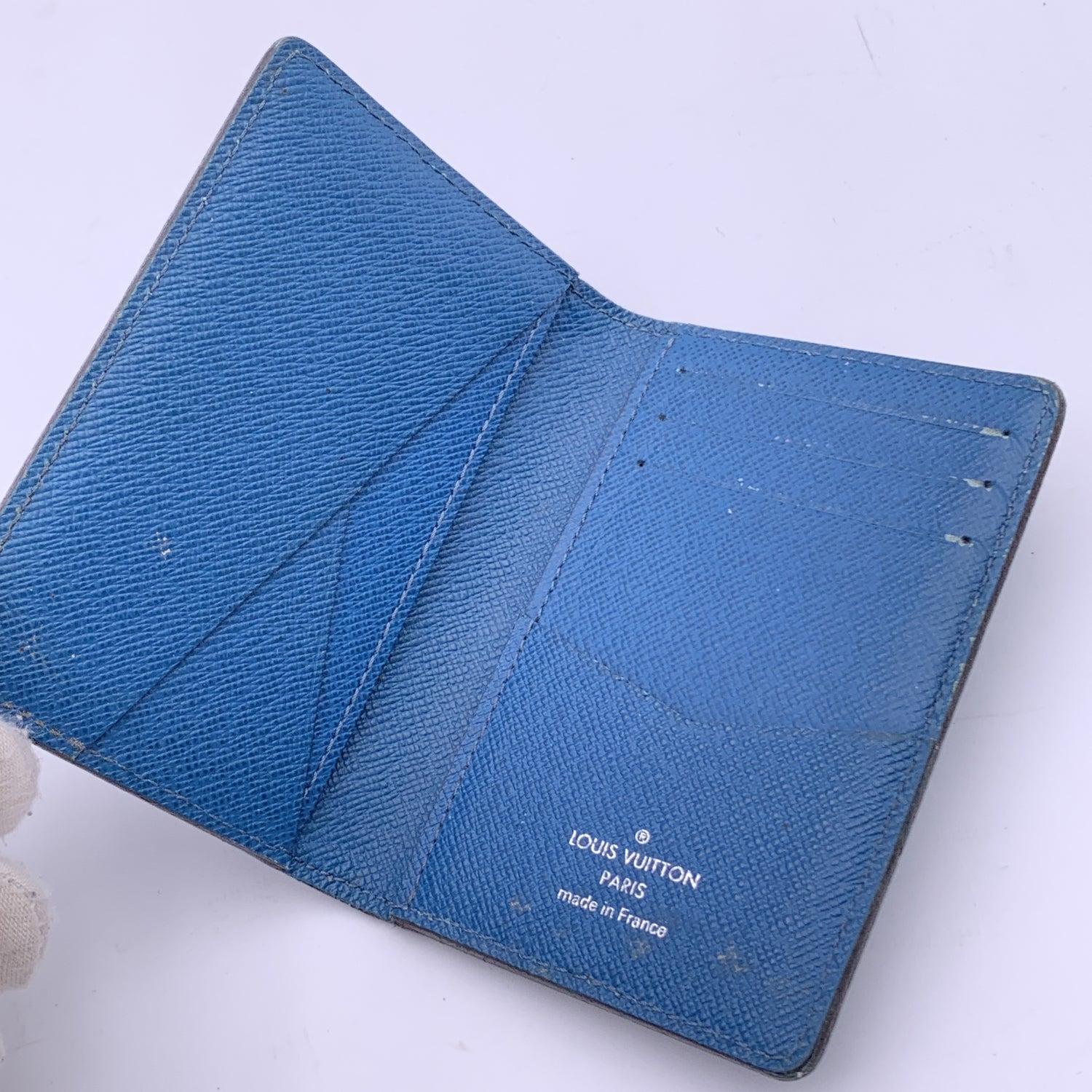 Louis Vuitton Blue Epi Leather Card Holder Pocket Organizer Wallet For Sale 2