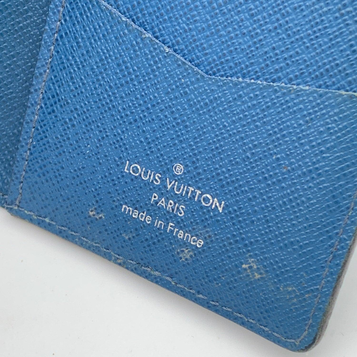Louis Vuitton Blue Epi Leather Card Holder Pocket Organizer Wallet For Sale 3