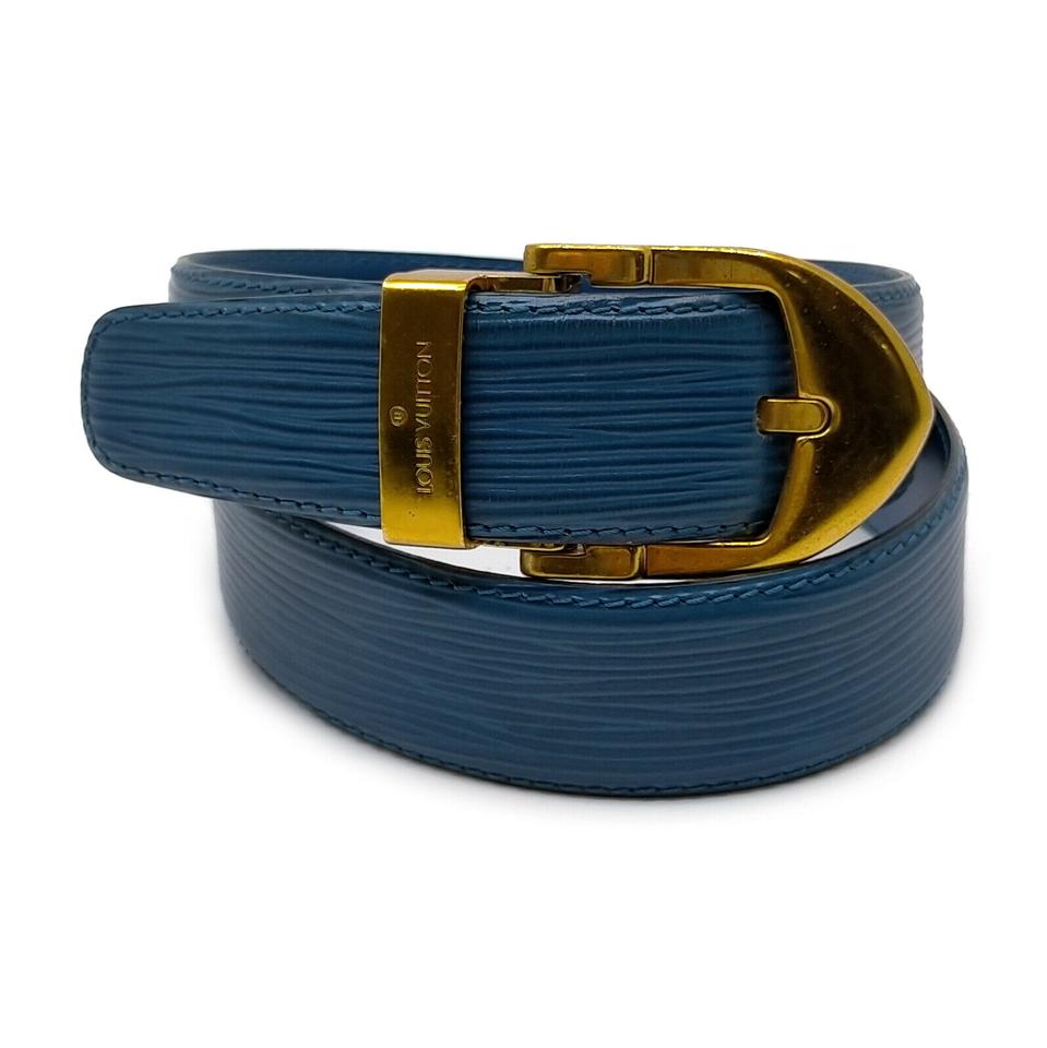 Louis Vuitton Blue Epi Leather Ceinture Belt 863432 at 1stDibs  blue lv  belt, louis vuitton belt blue, blue and black lv belt