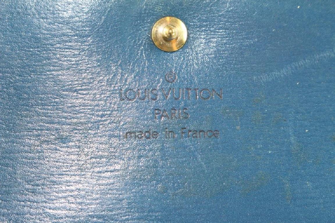 Louis Vuitton Blue Epi Leather Elise Snap Wallet 163lvs25 In Fair Condition In Dix hills, NY