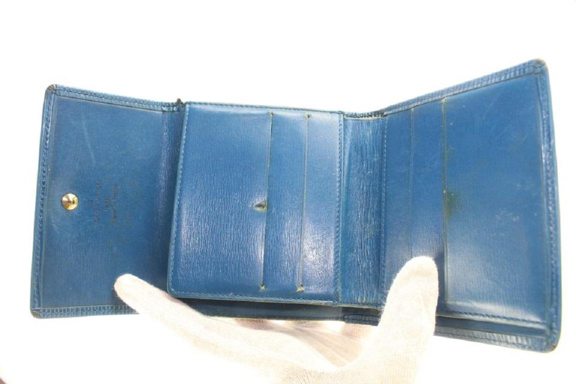 Women's Louis Vuitton Blue Epi Leather Elise Snap Wallet 163lvs25