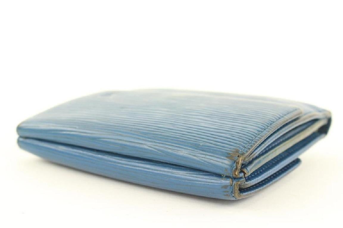 Louis Vuitton Blue Epi Leather Elise Snap Wallet 163lvs25 4