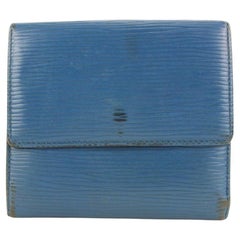 Louis Vuitton Blue Epi Leather Elise Snap Wallet 163lvs25