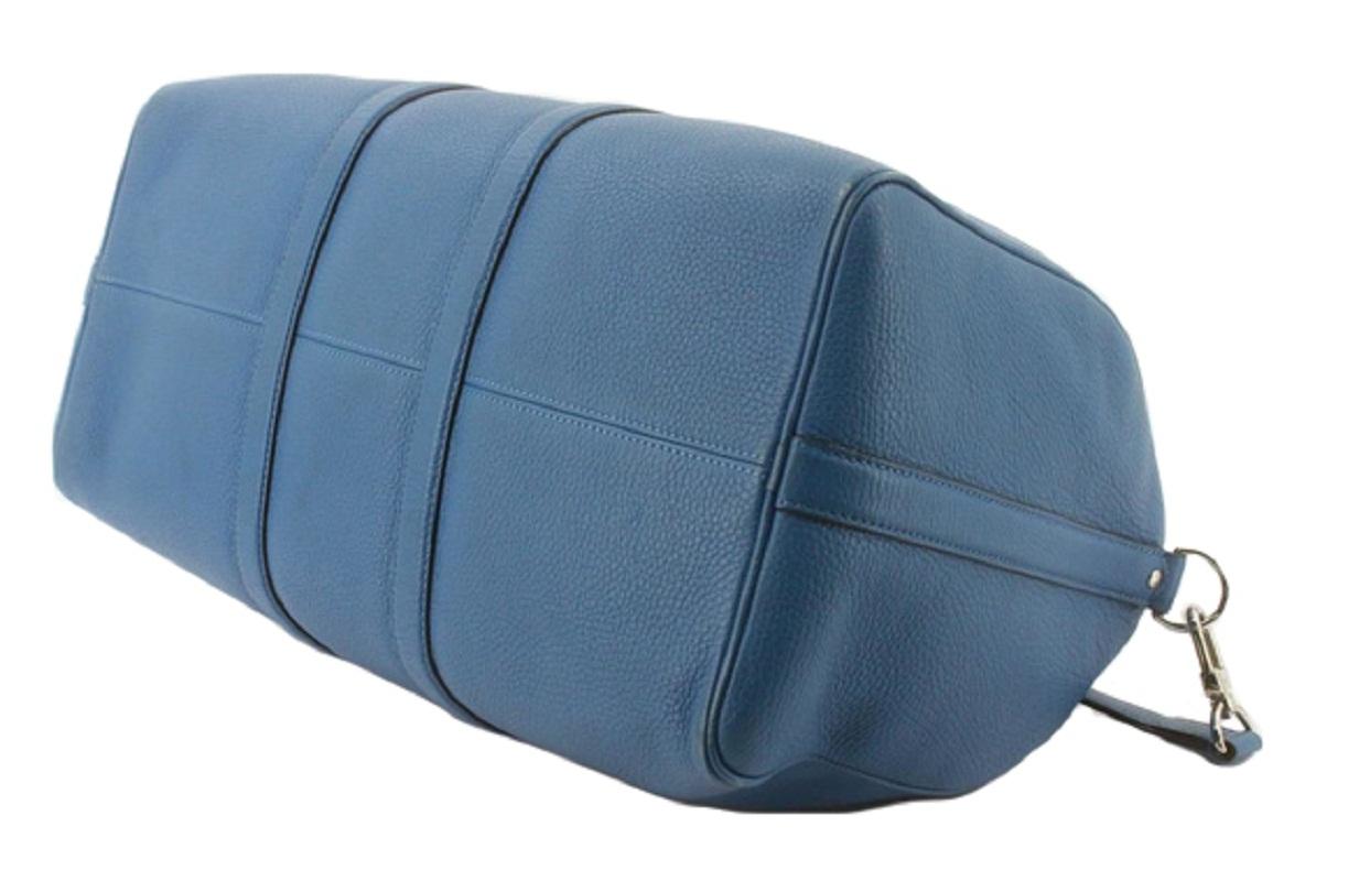 Women's Louis Vuitton Blue Epi Leather Keepall 45cm Bandouliere Duffle Bag For Sale