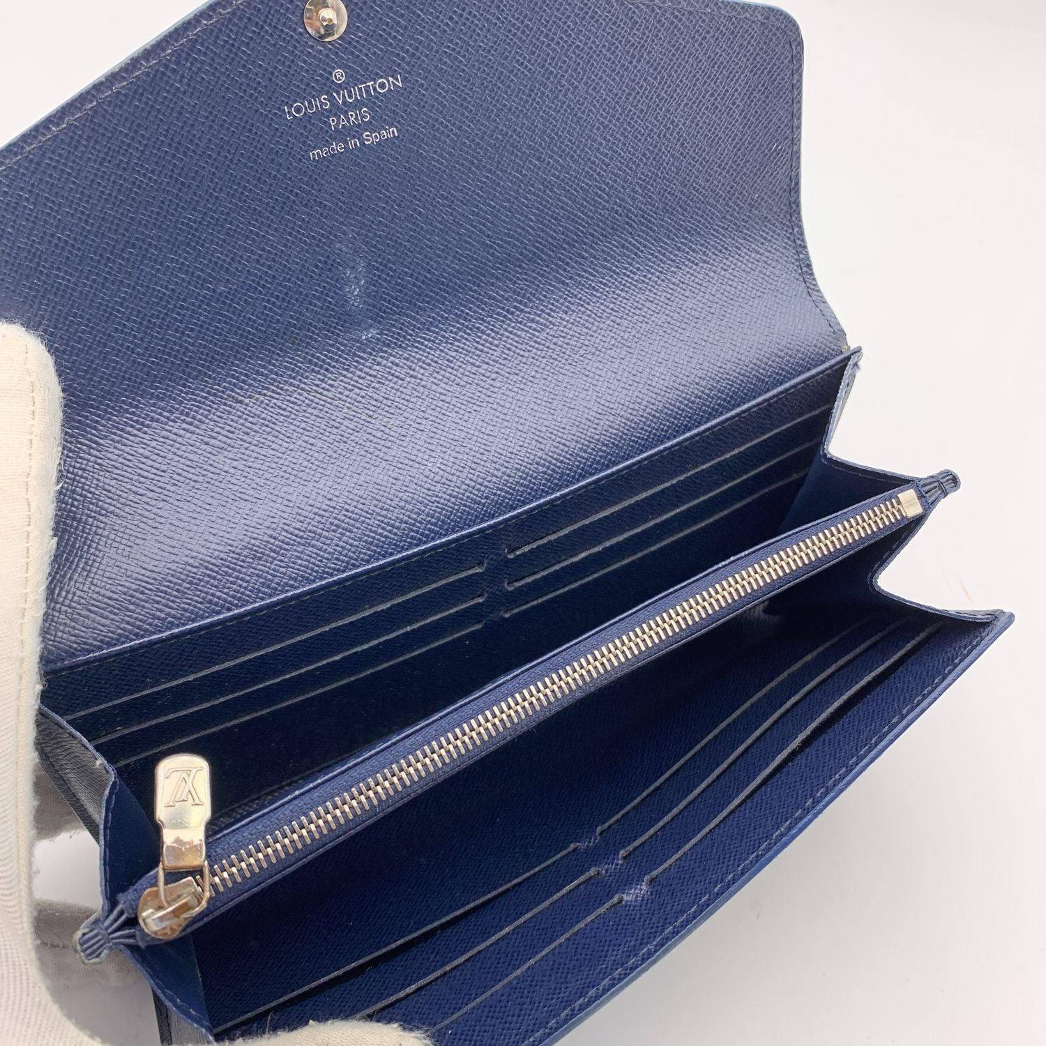 Women's Louis Vuitton Blue Epi Leather Long Continental Sarah Wallet For Sale