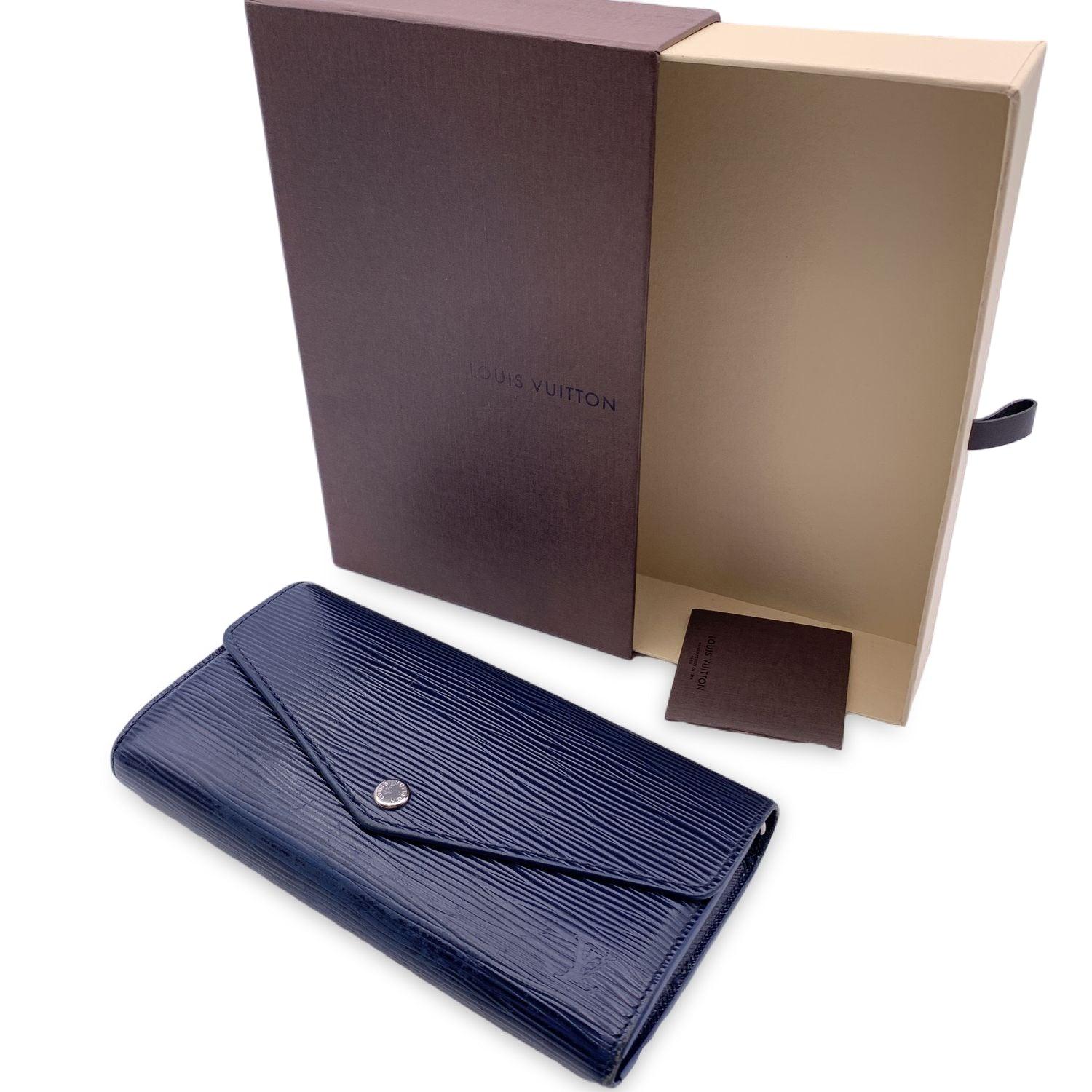 Louis Vuitton Blue Epi Leather Long Continental Sarah Wallet For Sale 3