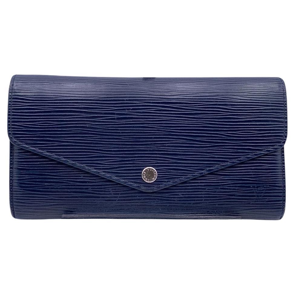 Louis Vuitton Blue Epi Leather Long Continental Sarah Wallet For Sale