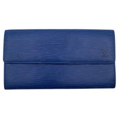 Louis Vuitton Blue Leather Long Wallet For Sale at 1stDibs