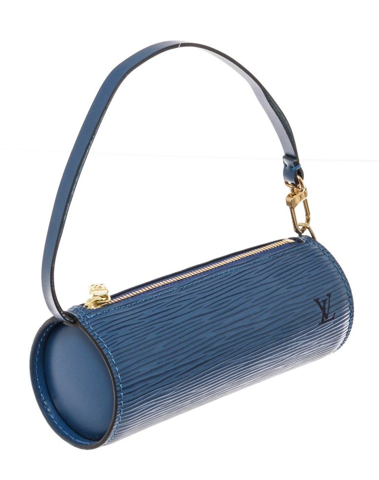 Louis Vuitton Blue Epi Leather Mini Papillon Pochette Bag with silver-tone  For Sale at 1stDibs
