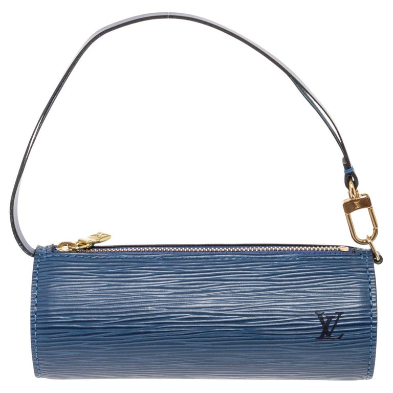 Louis Vuitton Blue Epi Leather Mini Papillon Pochette Bag with silver-tone  For Sale at 1stDibs
