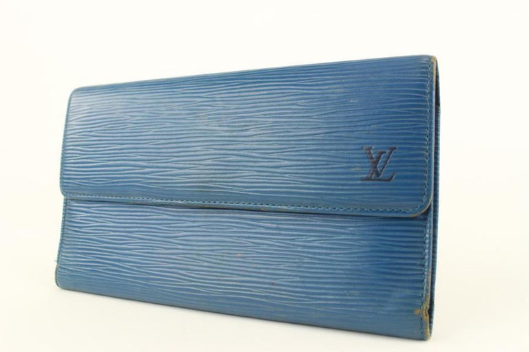Louis Vuitton Epi Royal Blue Embossed LV Logo Wallet