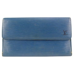 Louis Vuitton Blue Epi Leather Porte Tresor Sarah Wallet 2lv1029