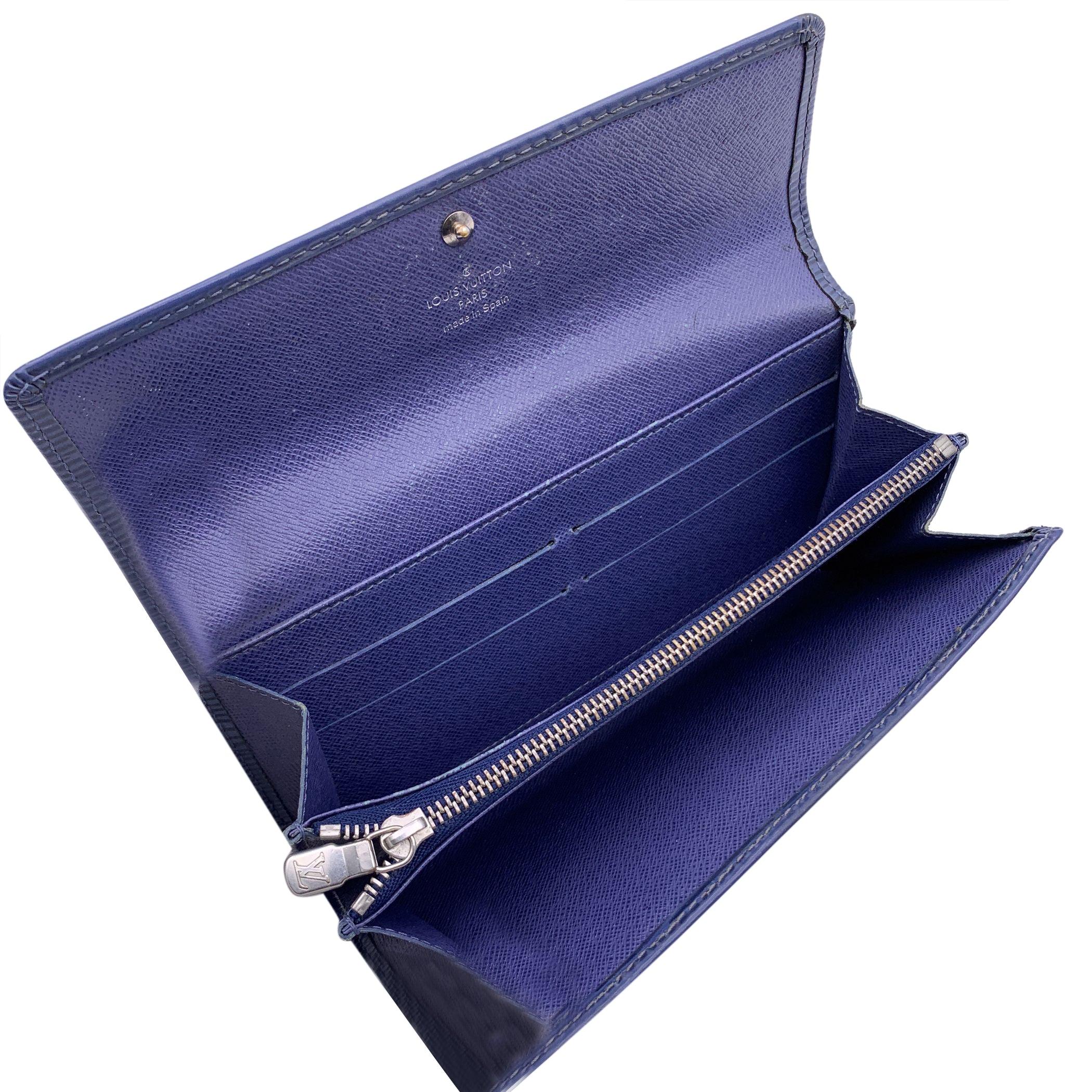 Women's Louis Vuitton Blue Epi Leather Sarah Continental Long Wallet