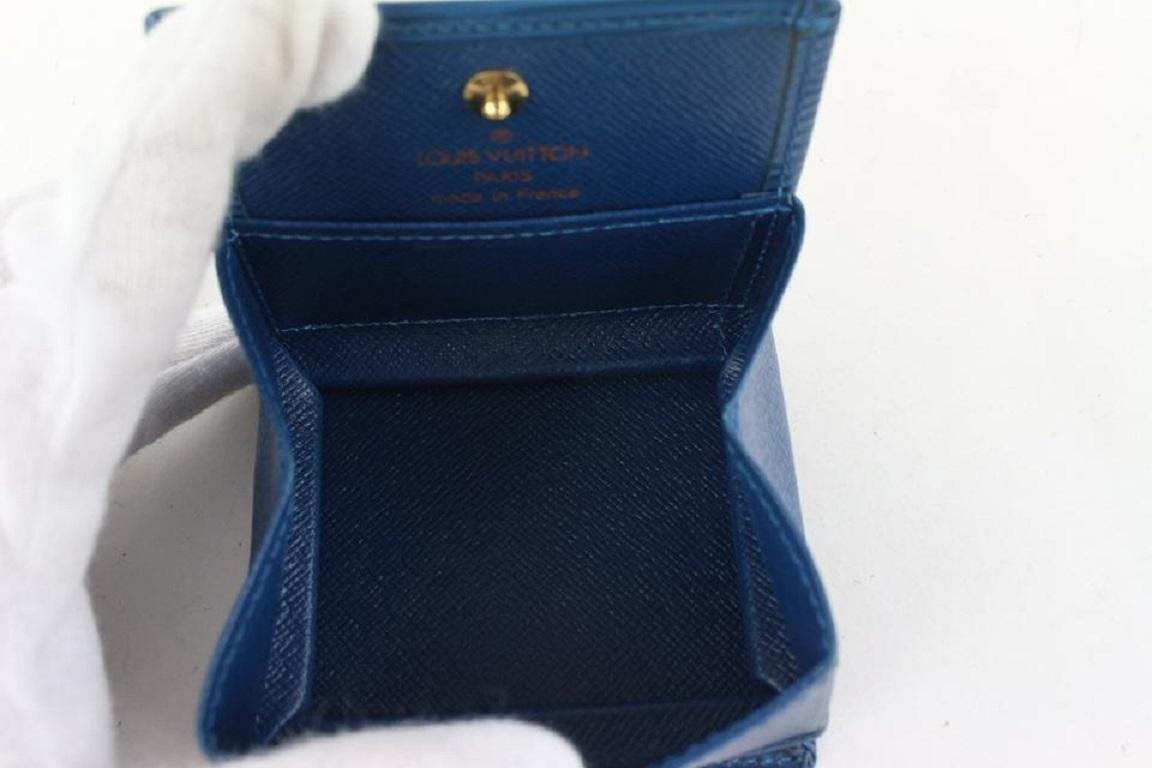 Louis Vuitton Blue Epi Leather Toledo Collapsible Coin Pouch Change Purse For Sale 5