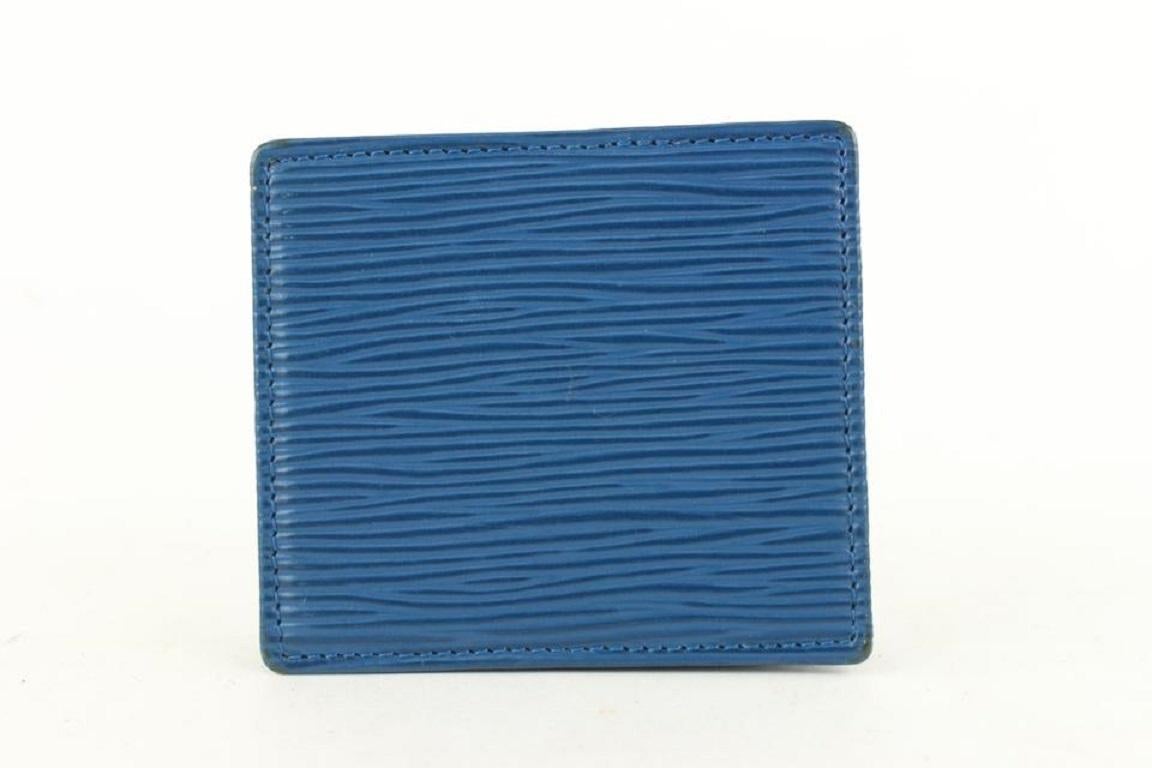 Women's Louis Vuitton Blue Epi Leather Toledo Collapsible Coin Pouch Change Purse For Sale