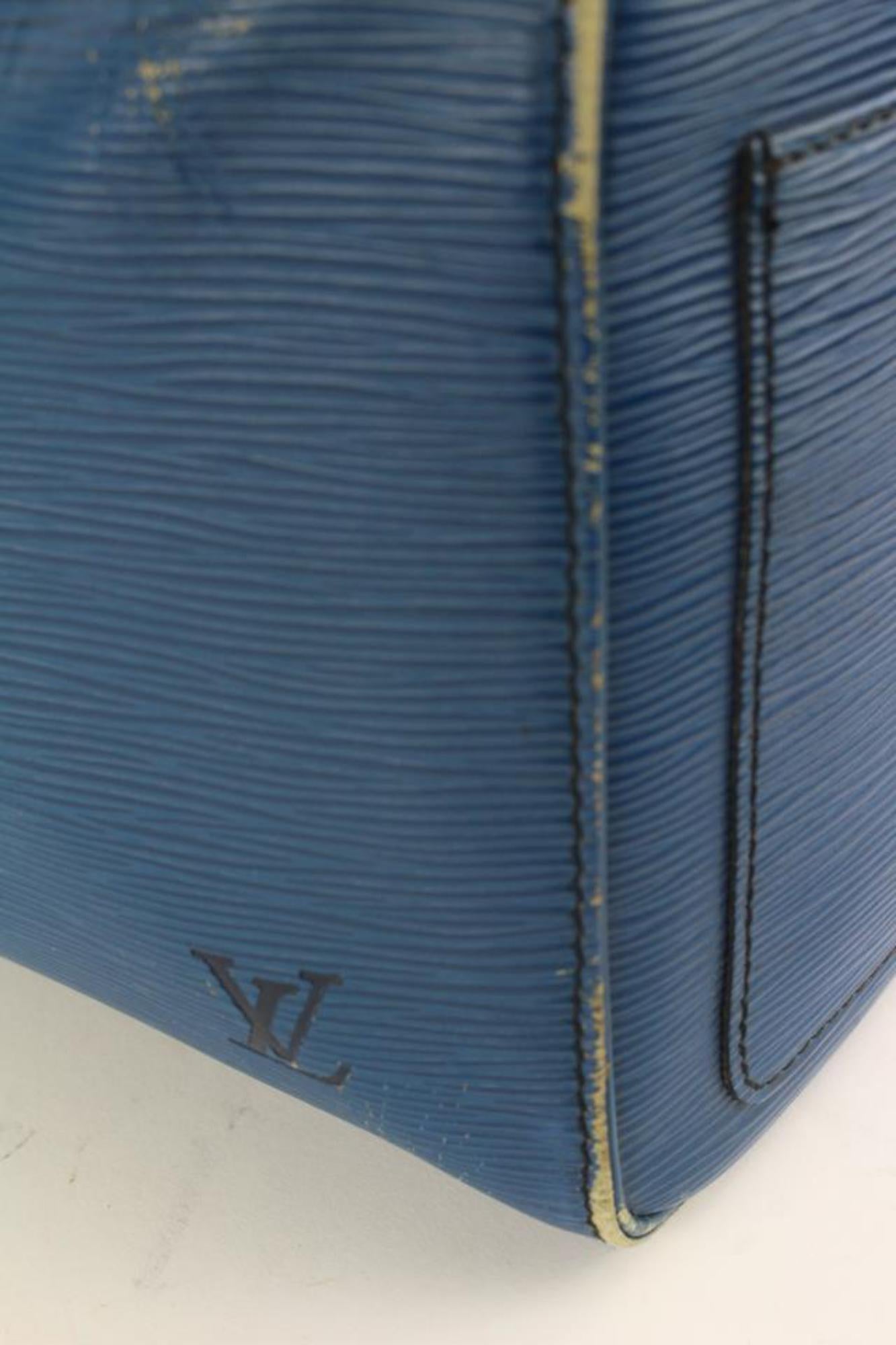 Louis Vuitton Blue Epi Leather Toledo Keepall 45 Boston Duffle Bag 22LV106 For Sale 1
