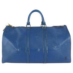 Louis Vuitton Blue Epi Leather Toledo Keepall 45 Boston Duffle Bag 22LV106