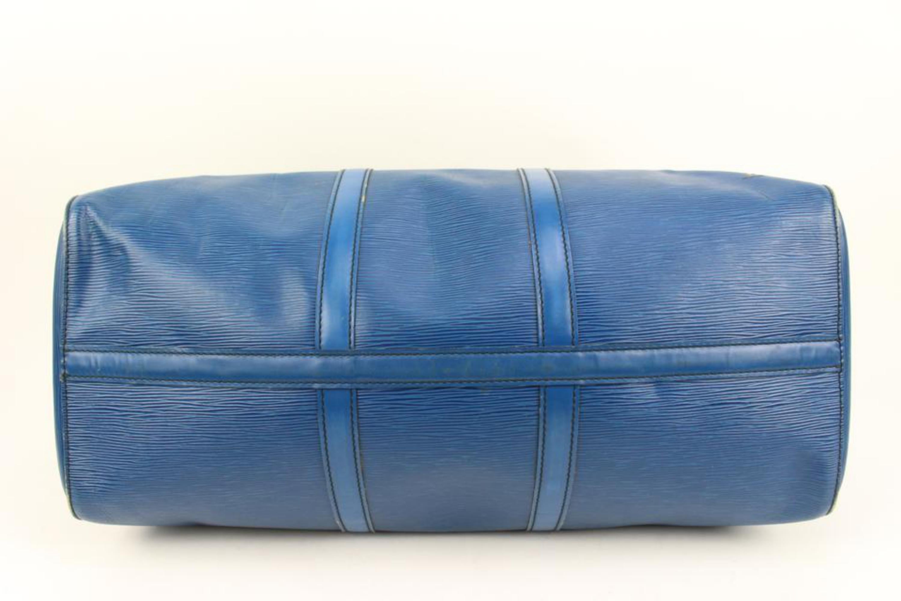 Louis Vuitton Blue Epi Leather Toledo Keepall 50 Boston Duffle Travel Bag 44lk98 5