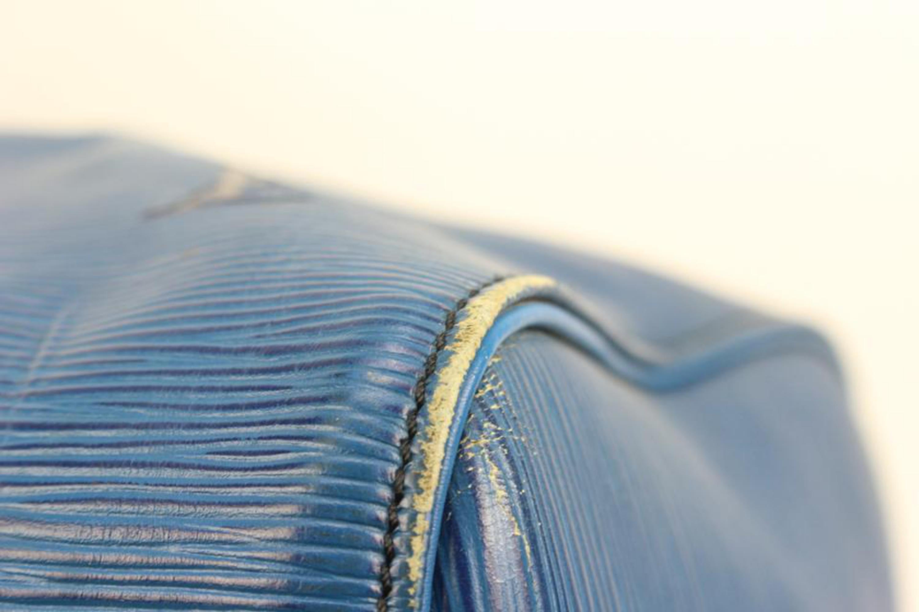 Louis Vuitton Blue Epi Leather Toledo Keepall 50 Boston Duffle Travel Bag 44lk98 6