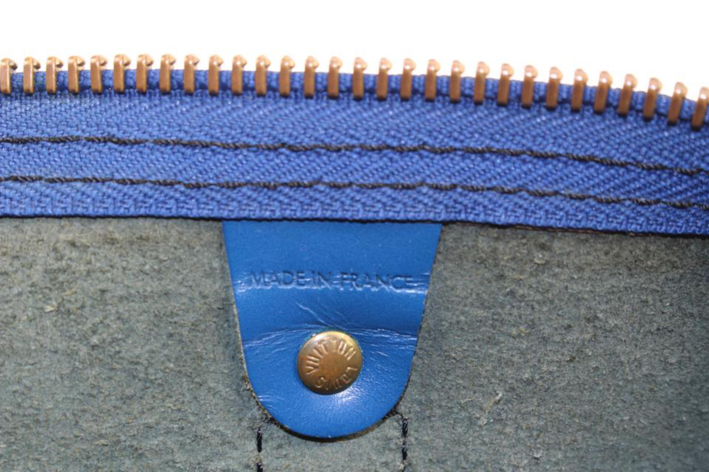 Women's Louis Vuitton Blue Epi Leather Toledo Keepall 50 Boston Duffle Travel Bag 44lk98