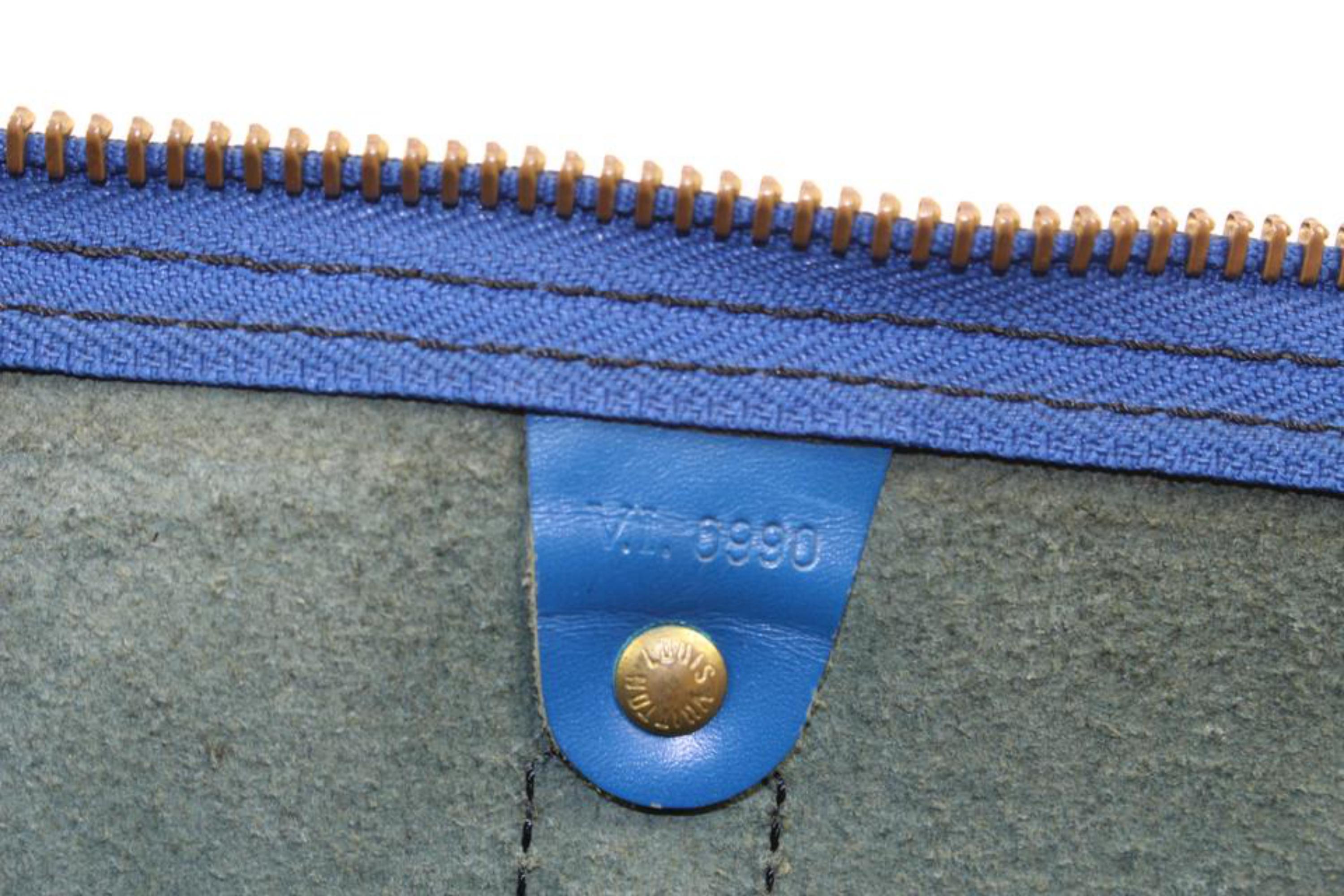 Louis Vuitton Blue Epi Leather Toledo Keepall 50 Boston Duffle Travel Bag 44lk98 2