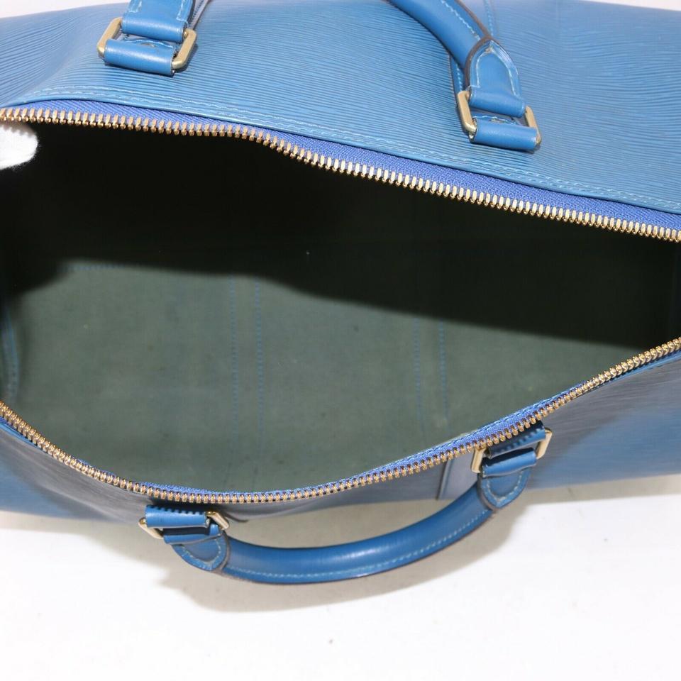 Women's Louis Vuitton Blue Epi Leather Toledo Keepall 50 Boston Duffle Travel Bag 862983