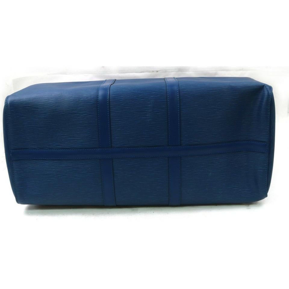 Louis Vuitton Blue Epi Leather Toledo Keepall 50 Boston Duffle Travel Bag 862983 4