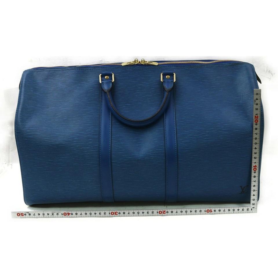 Louis Vuitton Blue Epi Leather Toledo Keepall 50 Boston Duffle Travel Bag 862983 6