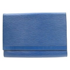 Vintage Louis Vuitton Blue Epi Leather Toledo Lena Fold Over Clutch 855841