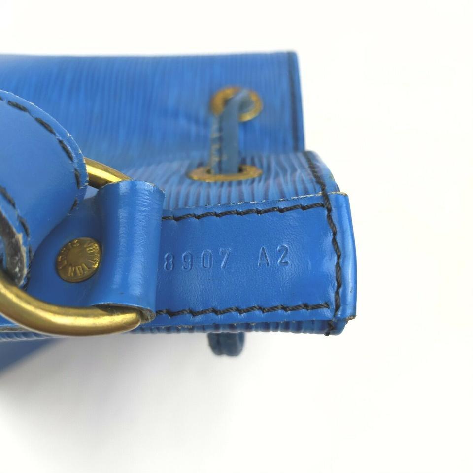 Louis Vuitton Blue Epi Leather Toledo Noe Petit Drawstring Bucket Hobo Bag For Sale 6