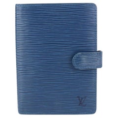 Louis Vuitton Blue Epi Leather Toledo Small Ring Agenda PM Diary Cover 92lv62