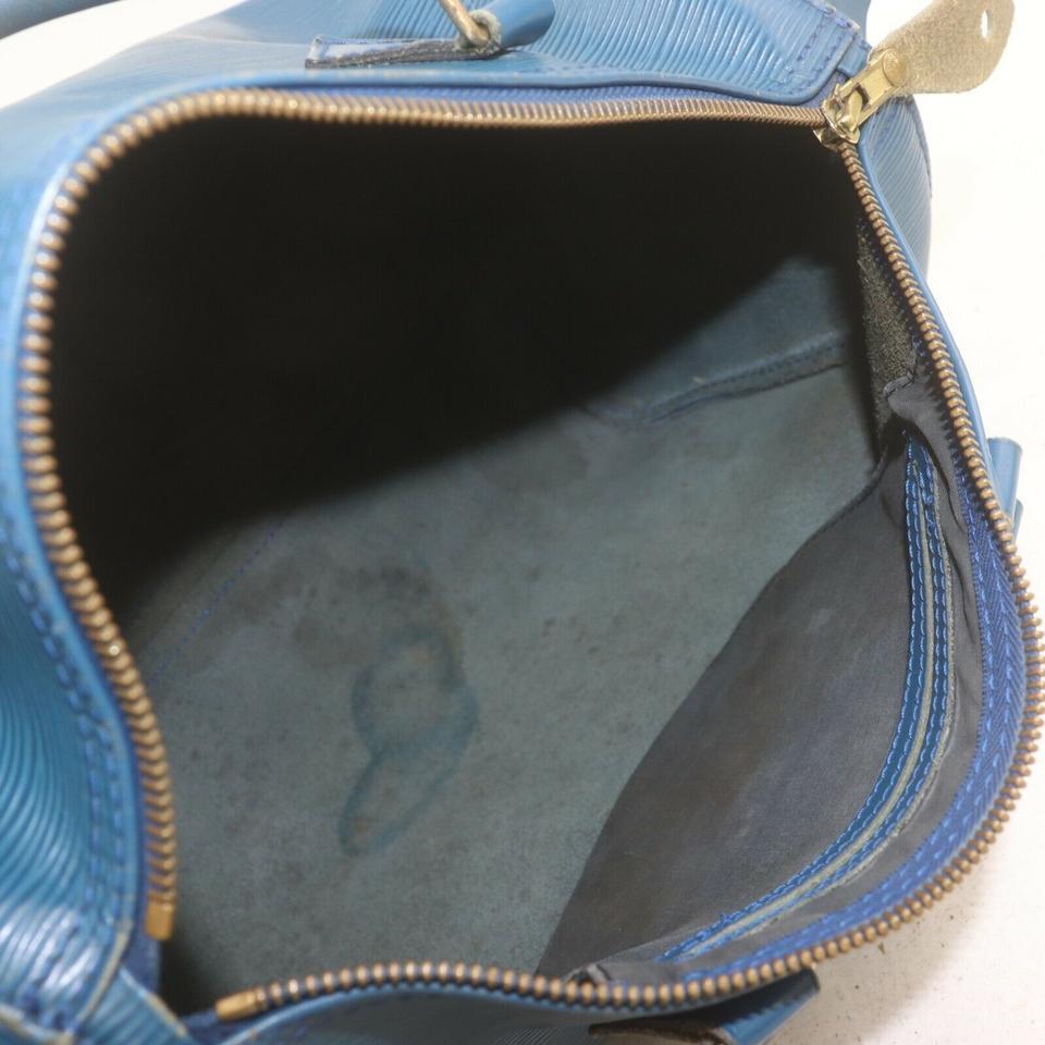 Louis Vuitton Blue Epi Leather Toledo Speedy 25 Boston Bag 863086 In Good Condition For Sale In Dix hills, NY