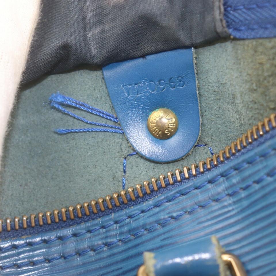 Le sac Toledo Speedy 25 de Louis Vuitton en cuir épi bleu 863086 Bon état - En vente à Dix hills, NY