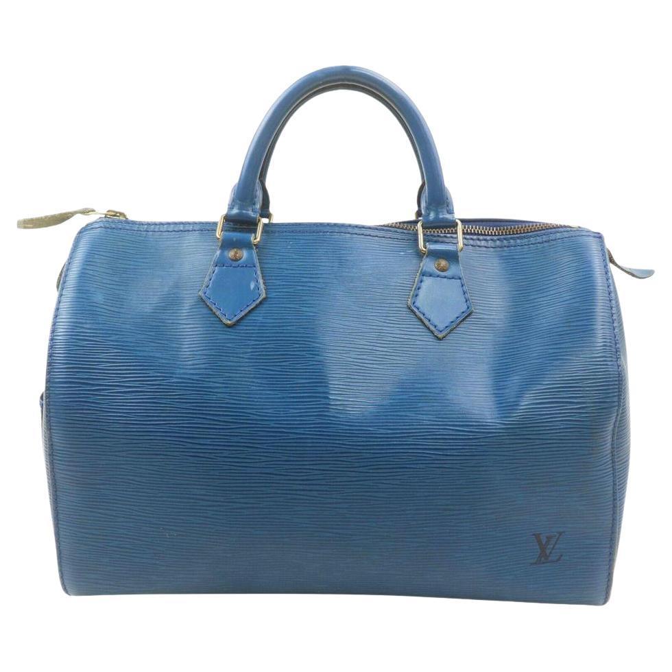 Le sac Toledo Speedy 25 de Louis Vuitton en cuir épi bleu 863086 en vente