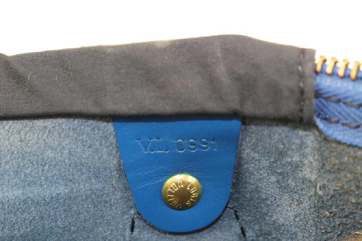 Bleu Louis Vuitton Toledo Speedy 30 Boston Sac en cuir épi bleu MM 917lv16 en vente
