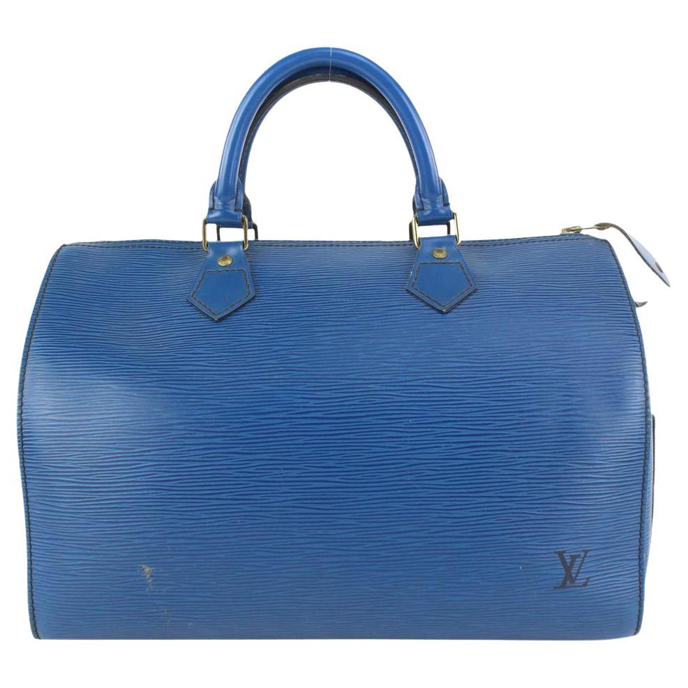 Louis Vuitton Blue Epi Leather Toledo Speedy 30 Boston Bag MM 917lv16 For Sale