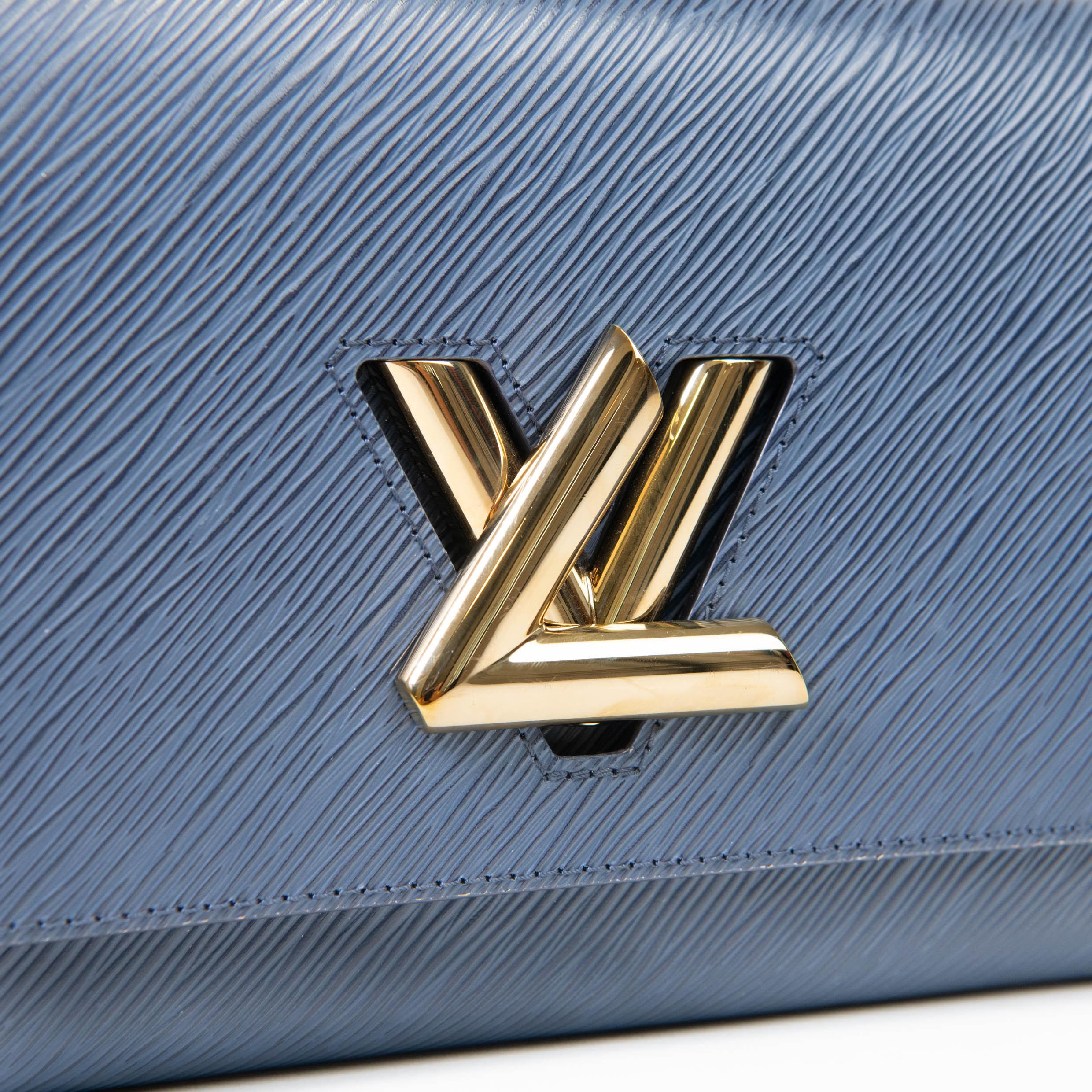 Louis Vuitton Blue Epi Leather Twist Shoulder Bag MM For Sale 1